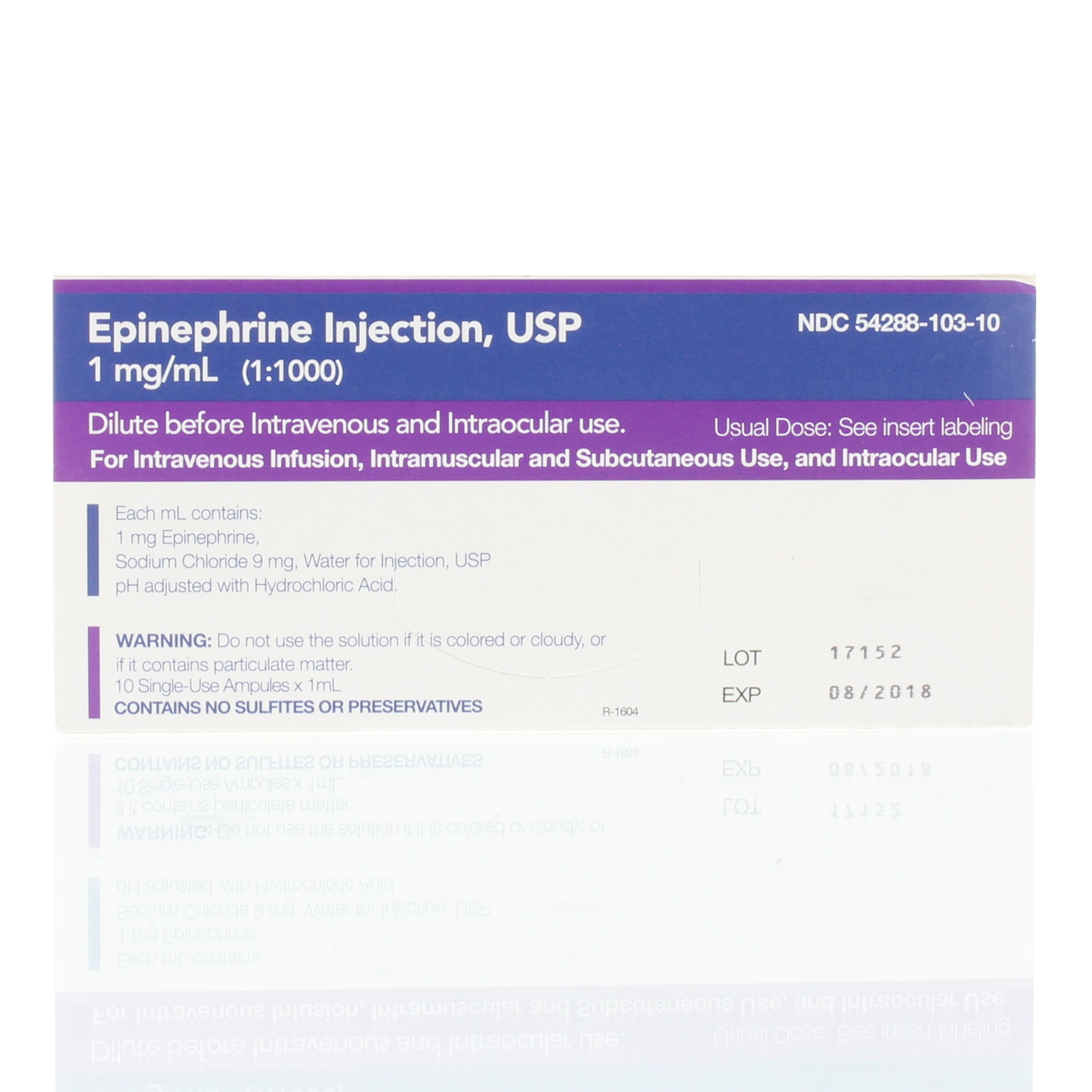 Epinephrine 1:1,000 1mg/ml 1ml Ampule - Box/10